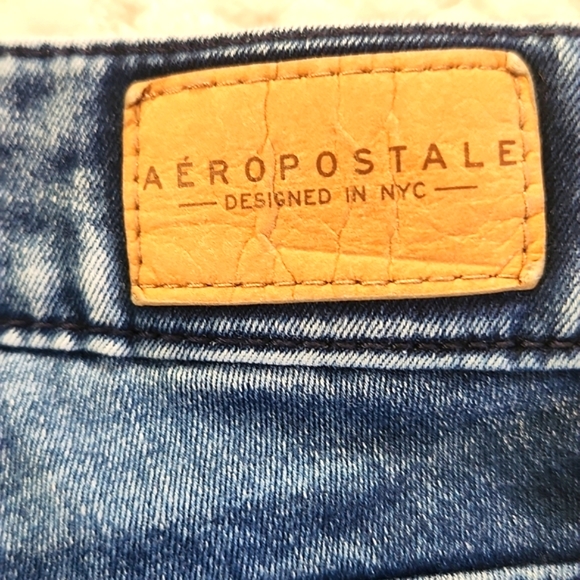 AERPOSTALE WOMENS JEGGINGS DISTRESSED ON KNEES SIZE 2 REGULAR STONE WASHED BLUE - Picture 8 of 16